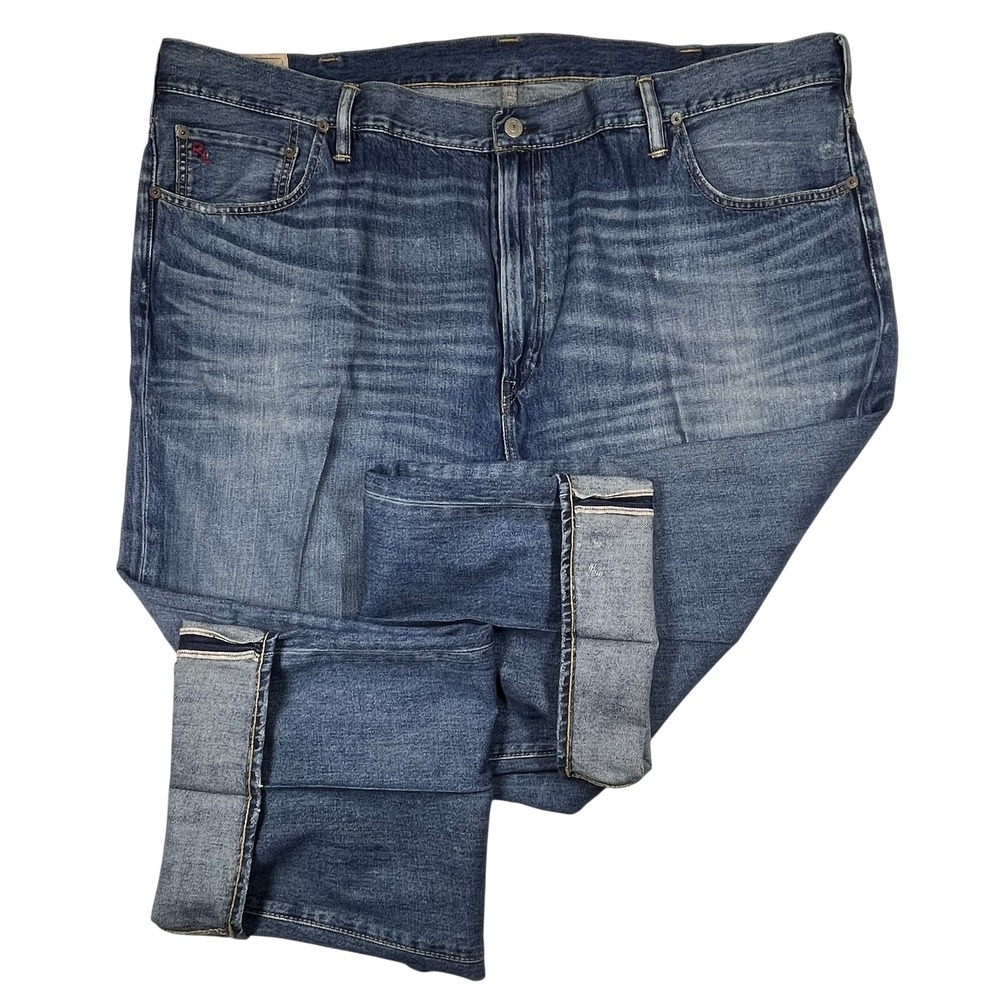 Polo Ralph Lauren Hampton Straight Selvedge Jeans Men's Fits 46B x 33 Distressed